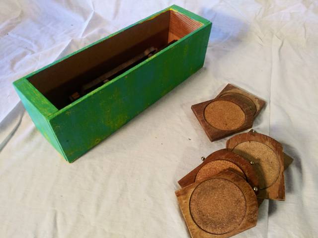 Wood box of coasters