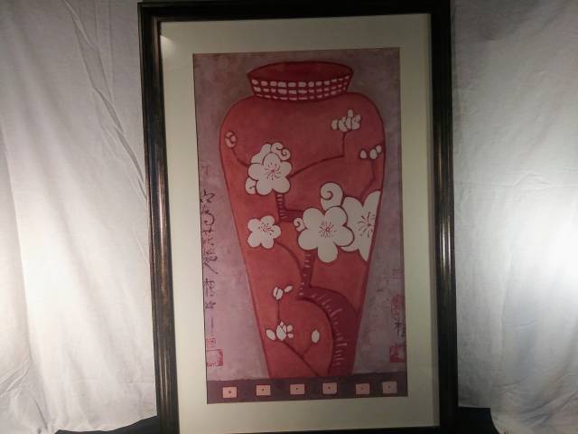 Large vase painting and glass frame